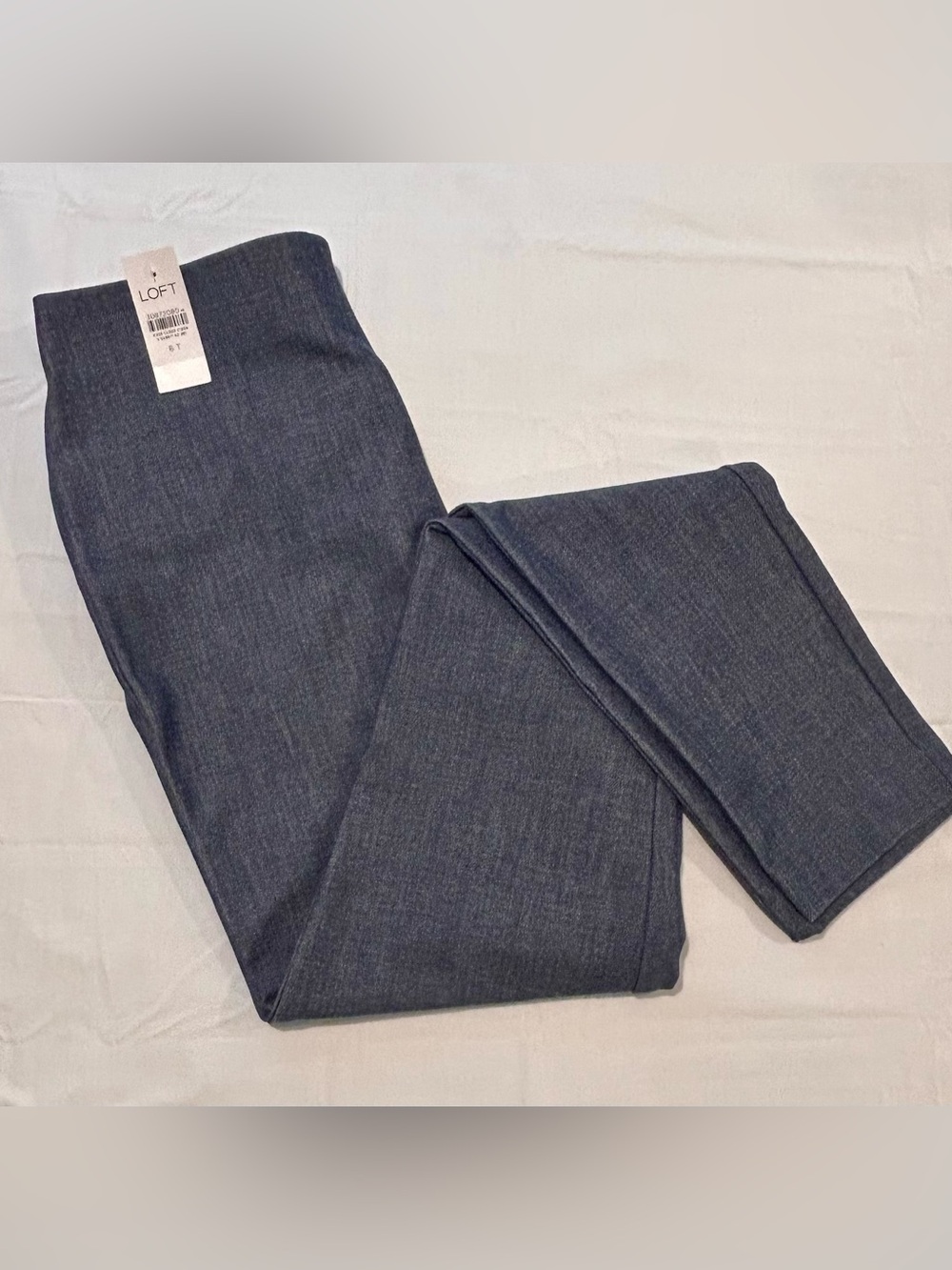 LOFT High-Rise Heathered Blue Pants Hidden Side Zipper 6 Tall NWT